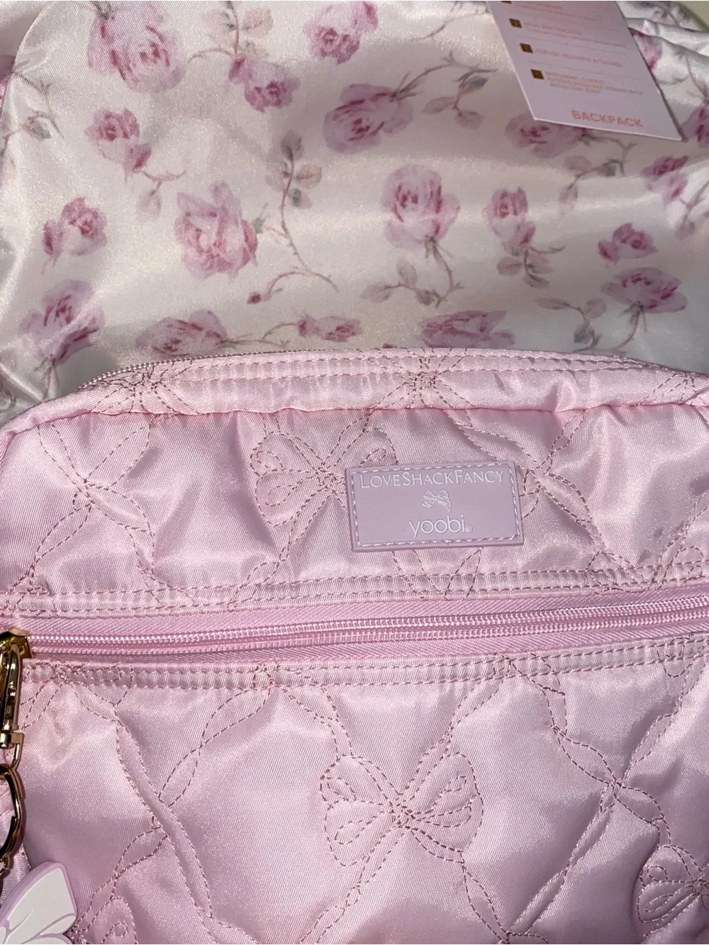 LoveShackFancy x Target - Yoobi Ribbon Rosa Backpack Sterling Dusk New